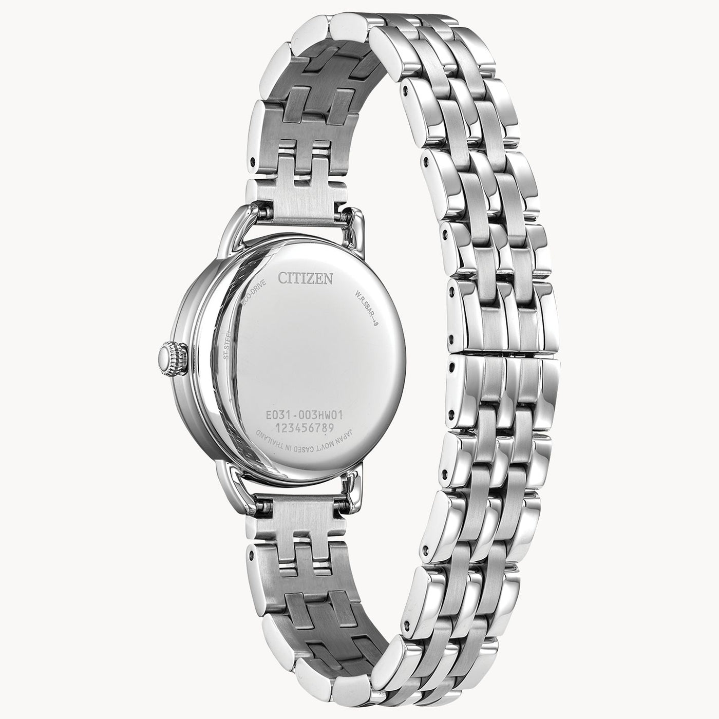 Citizen Eco-Drive Coin Edge Bezel Watch with a Silver Dial and Roman Numerals