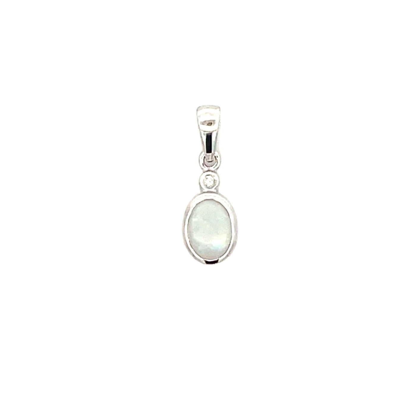 Oval Opal and Diamond Pendant