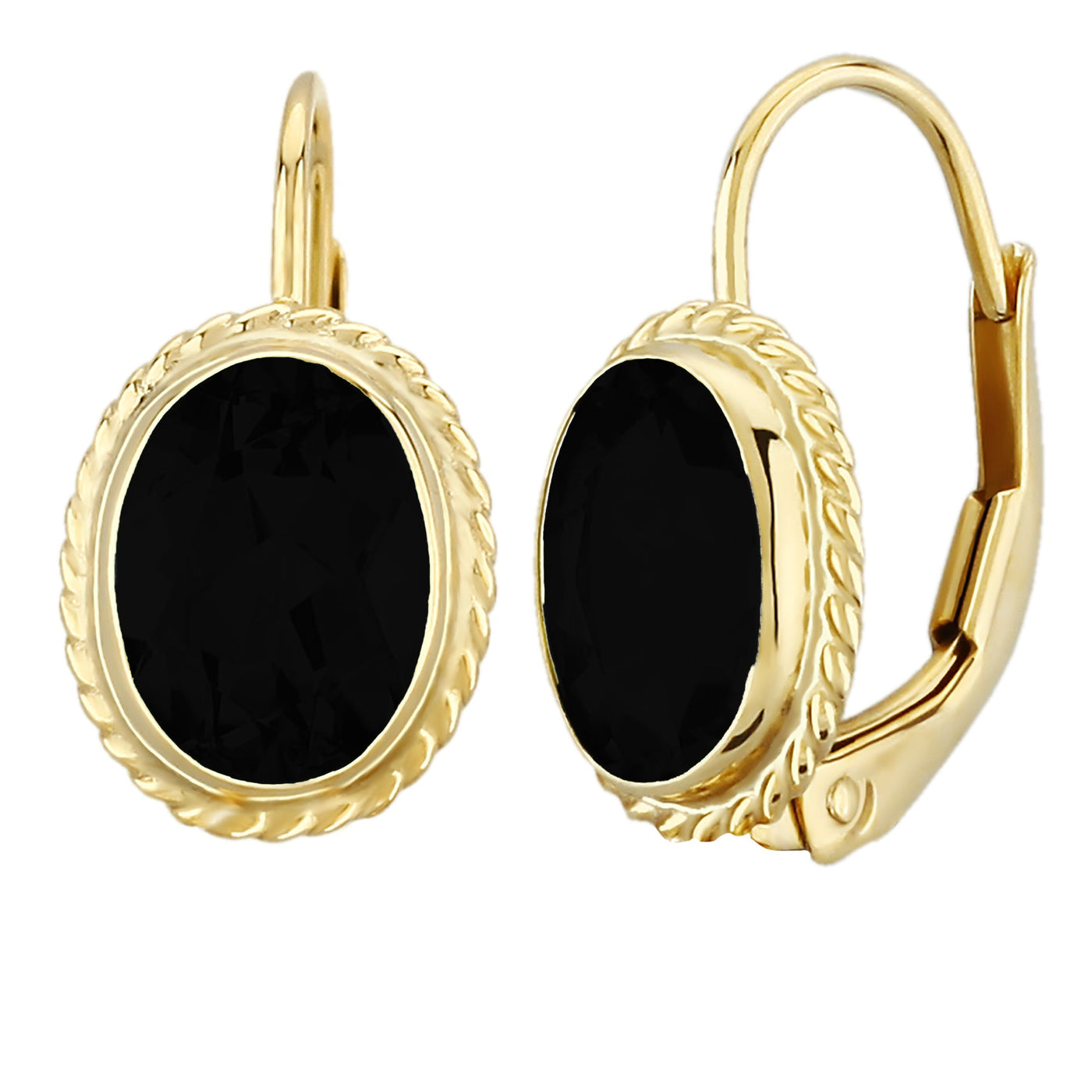 Black Onyz Oval Lever Back Earrings