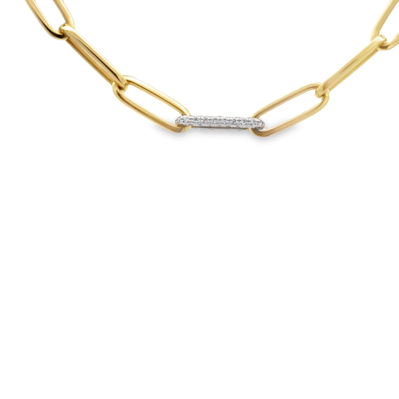 Two-Tone Diamond and Gold Paperclip Link Bracelet