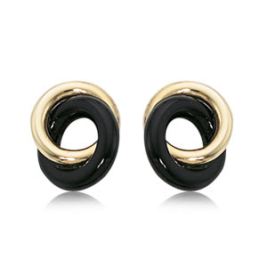 Onyx and Gold Interlocking Stud Earrings