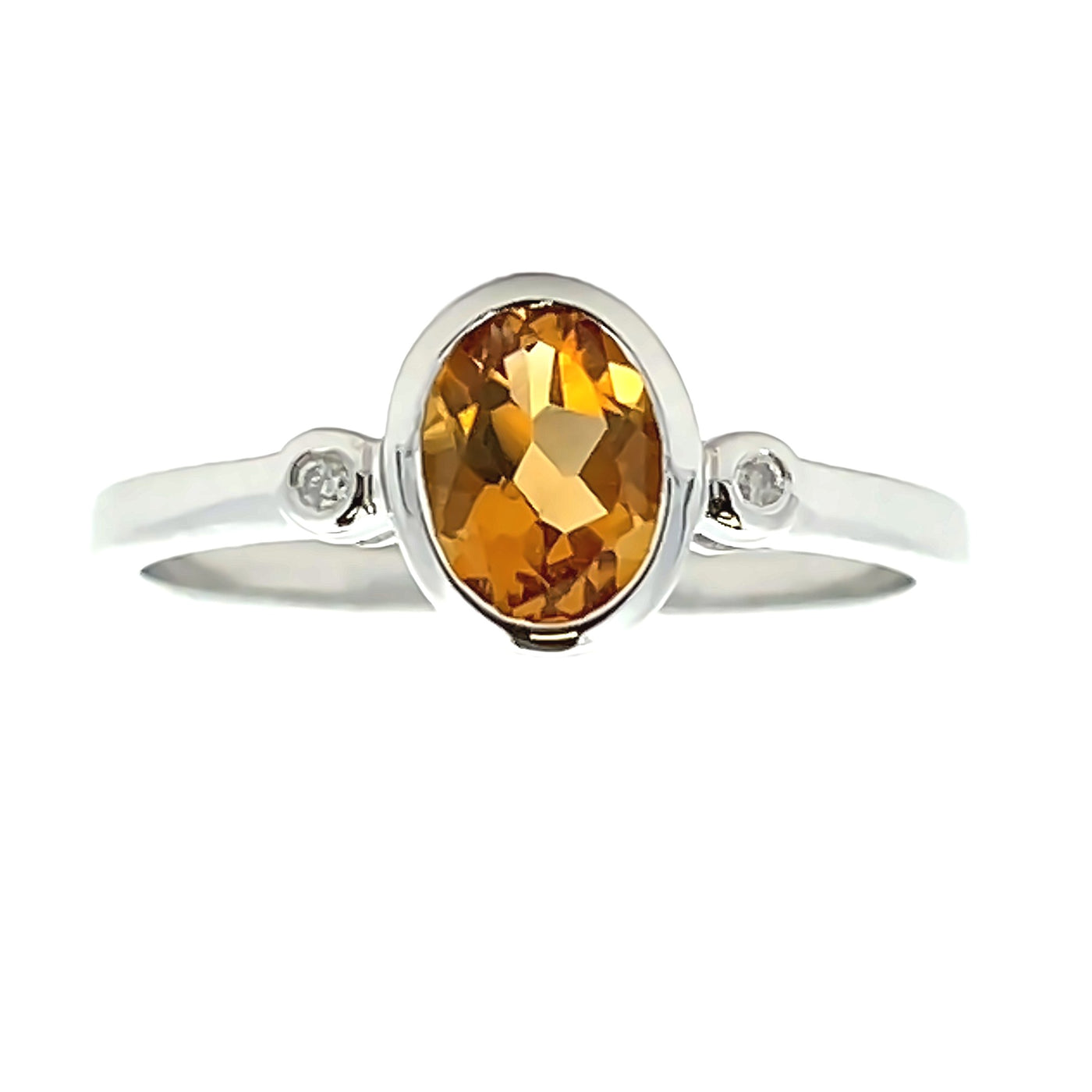 Oval Citrine and Diamond Ring