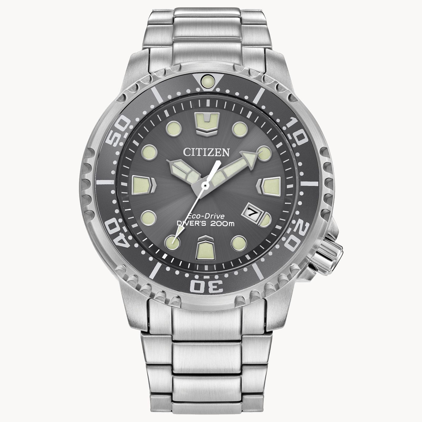Citizen Promaster Dive 200m Eco-Drive Stainless Steel Watch with a Gray Sunray Dial