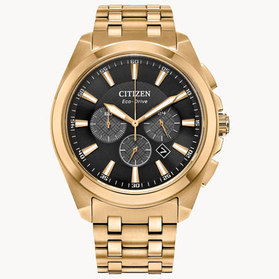 Citizen Peyton Eco-Drive Gold Tone Watch with a Black Dial