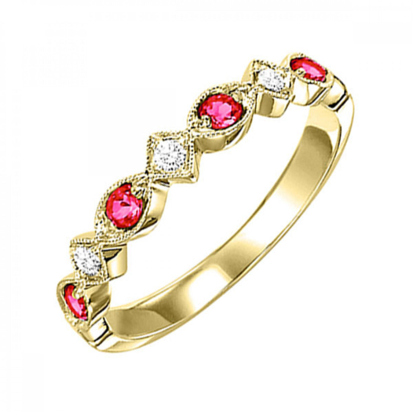Stackable Diamond and Ruby Band