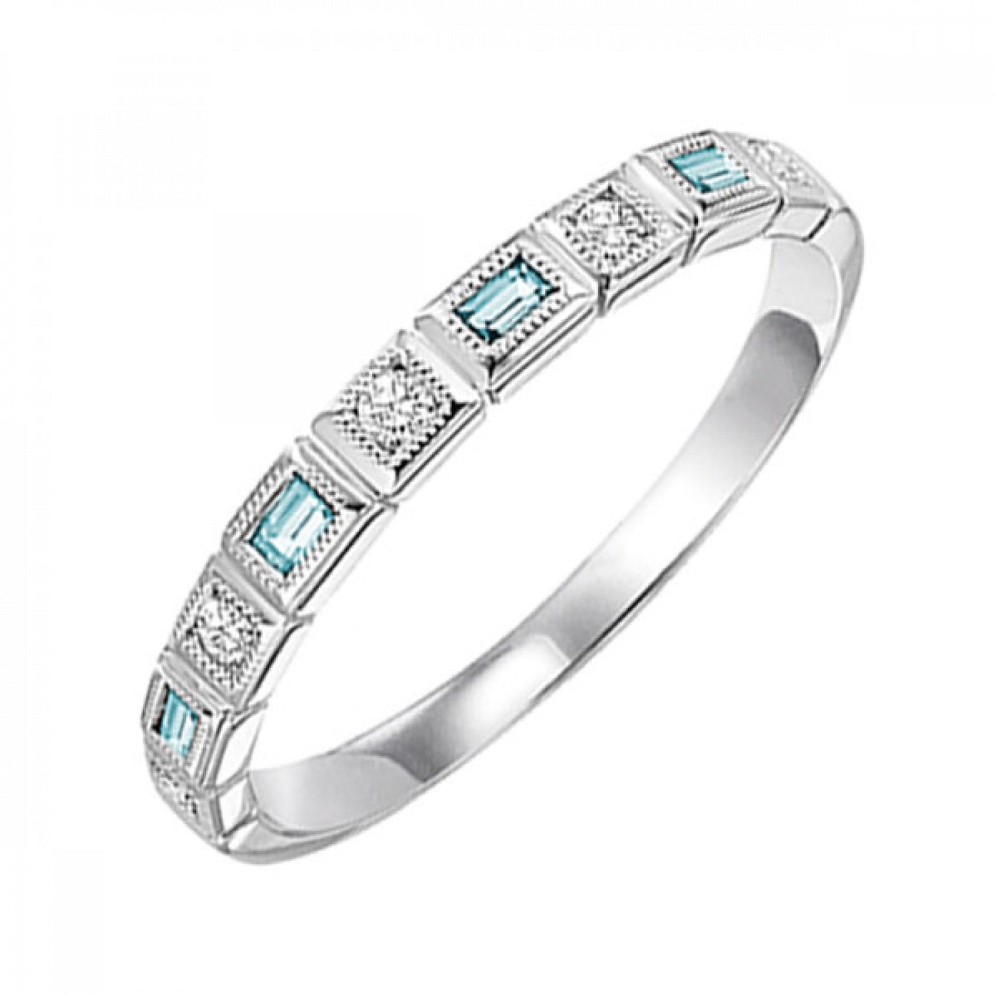 Stackable Diamond and Blue Topaz Band