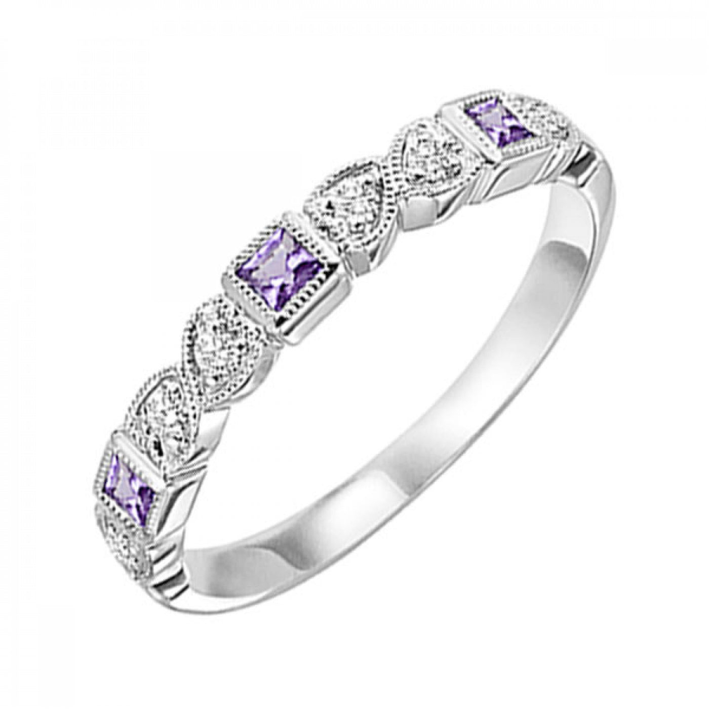 Stackable Diamond and Amethyst Band