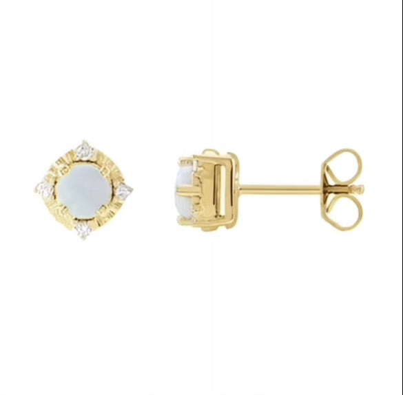 Diamond and Lab Created Opal Earrings