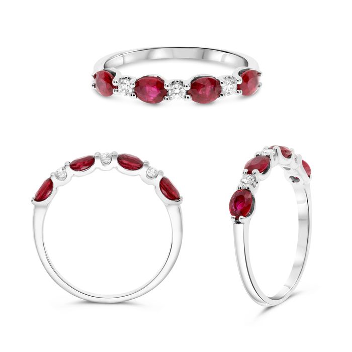 Ruby and Diamond Stackable Band