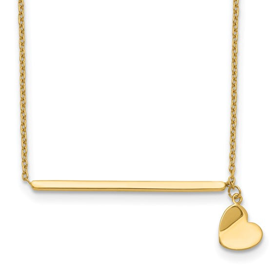 Long Bar Necklace with Heart Charm
