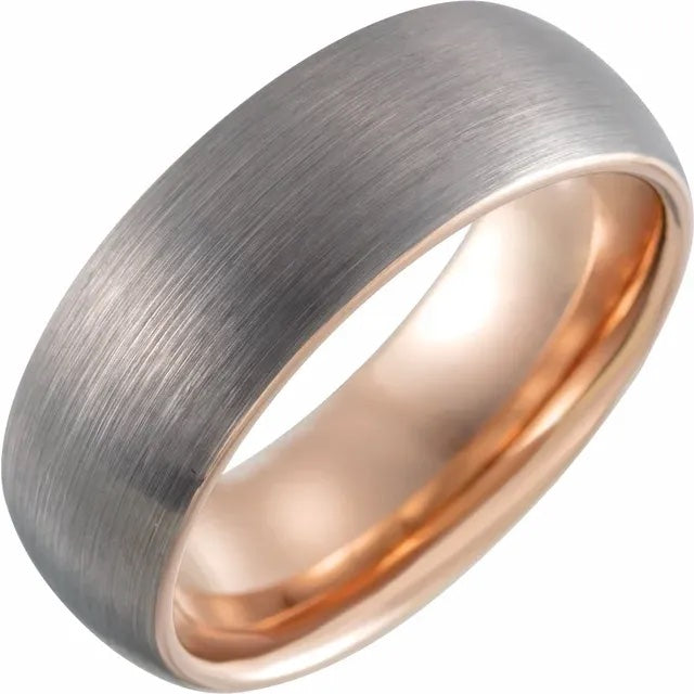 Men's Tungsten Band Brushed Rose Two-Tone Sz. 8