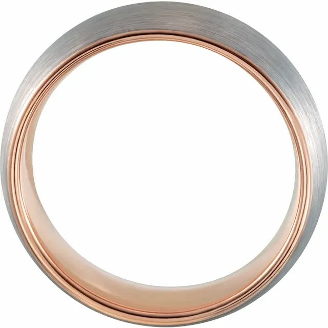 Men's Tungsten Band Brushed Rose Two-Tone Sz. 8