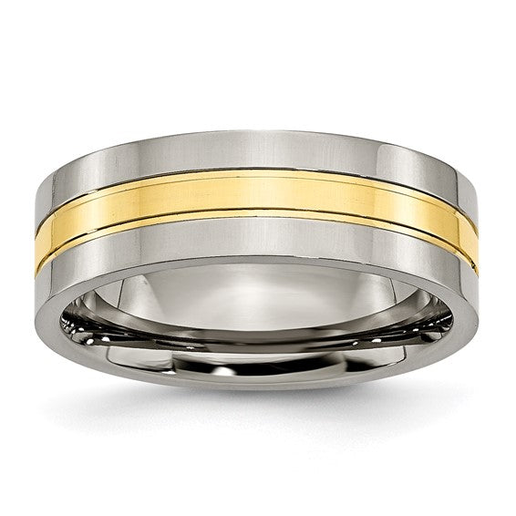 Men's Titanium 6mm Polished Ion Plated Yellow Band - Size 15