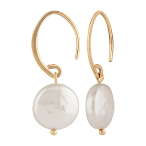 Coin Pearl Dangle Earrings