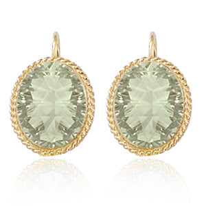 Praseloite Smokey Quartz Oval Lever Back Earrings
