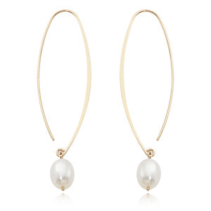 Freshwater Pearl Oval Hoop Earrings