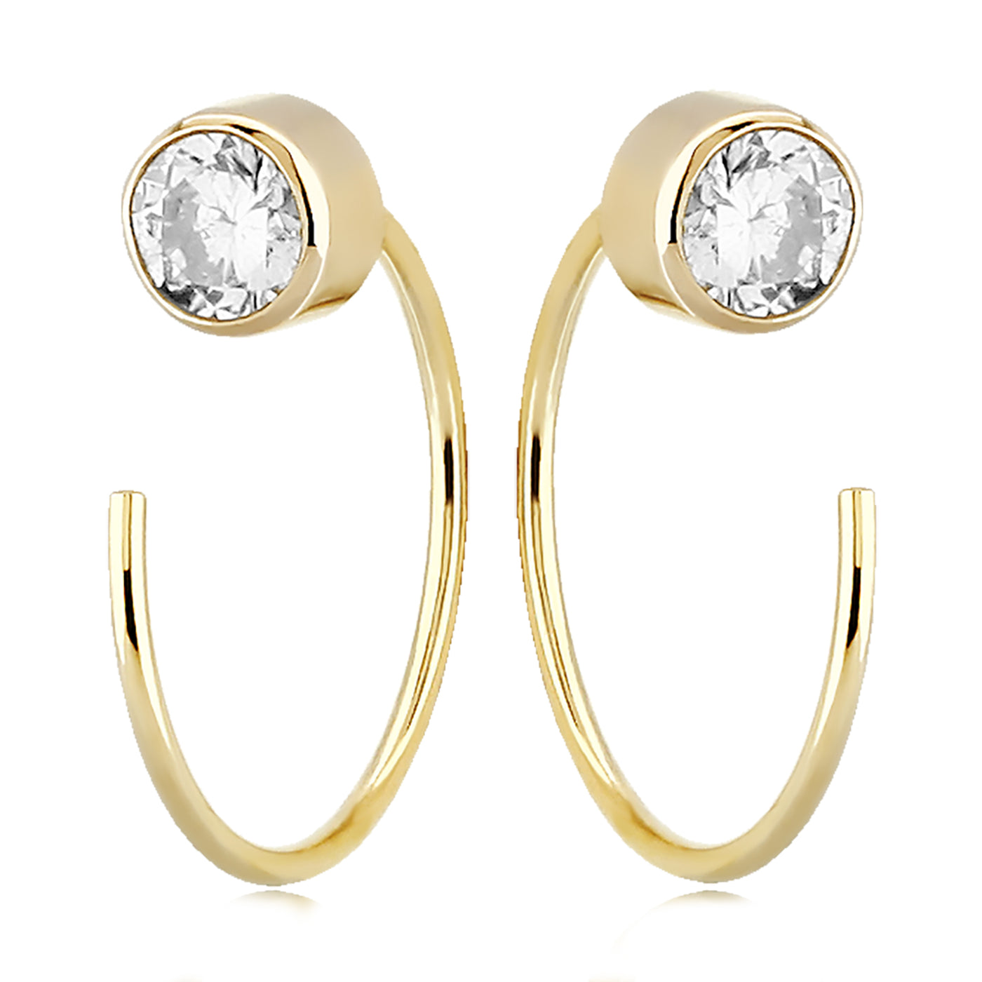 Bezel set Cubic Zirconia Hoop Earrings