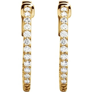 Diamond Inside-Out Hinged Hoop Earrings - 19mm
