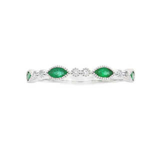 Emerald and Diamond Stackable Ring
