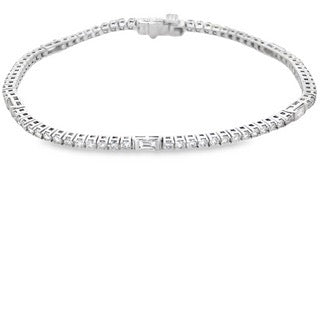 Diamond Tennis Bracelet with Baguette Accents