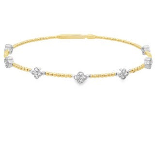 Two-Tone Diamond Clover Flex Bangle