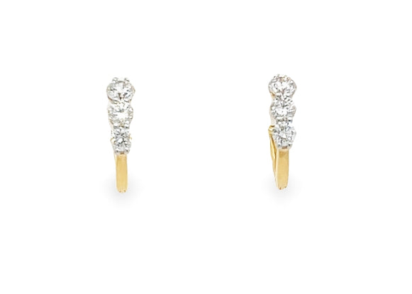 3 Stone Diamond Huggie Earrings
