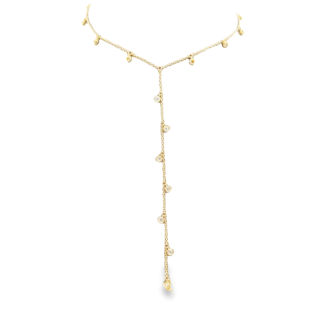 Bolo Bezel Diamond Lariat Necklace