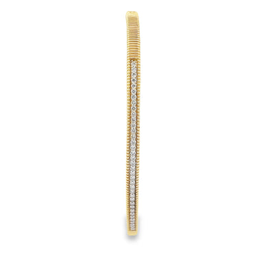 Ridged Diamond Hinged Bangle