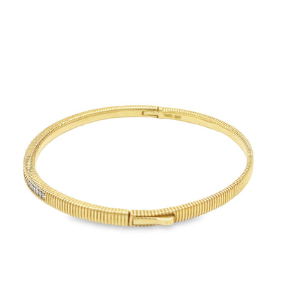 Ridged Diamond Hinged Bangle