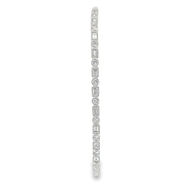 Bezel Set Round and Baguette Diamond Hinged Bangle