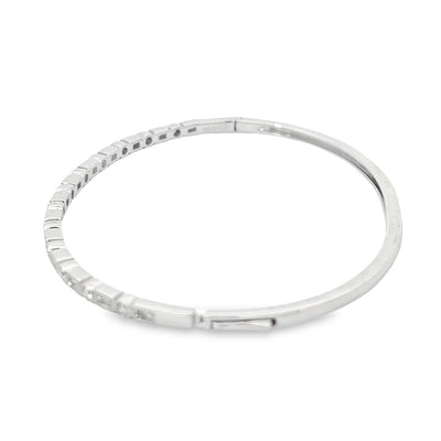 Bezel Set Round and Baguette Diamond Hinged Bangle