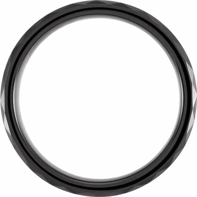 Black Tungsten Geometric Comfort-Fit 6 mm Band