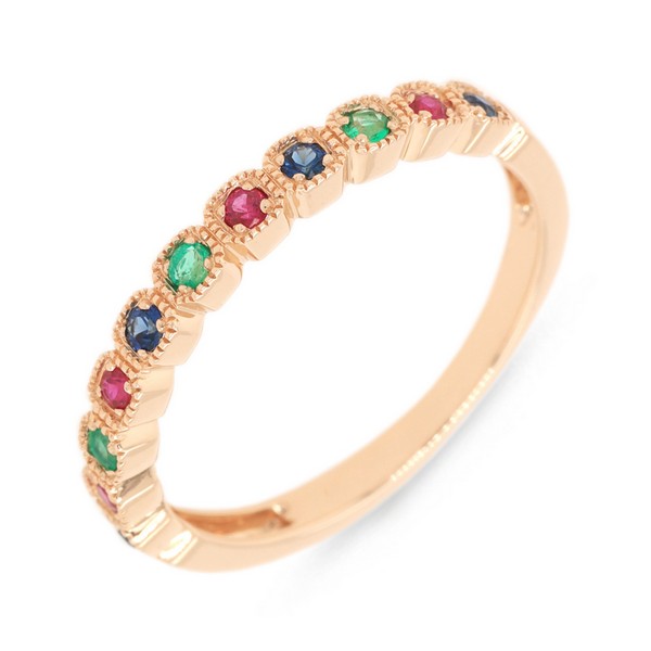 Emerald Ruby Sapphire Ring Stackable Ring