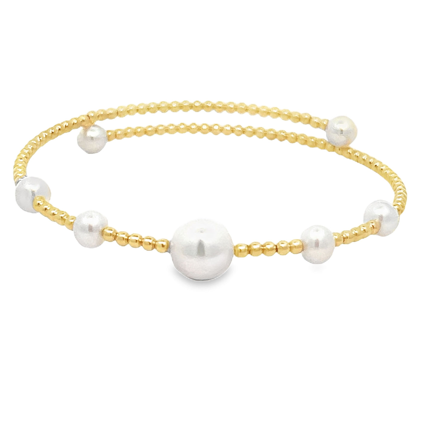 Freshwater Pearl and Gold Beaded Bangle