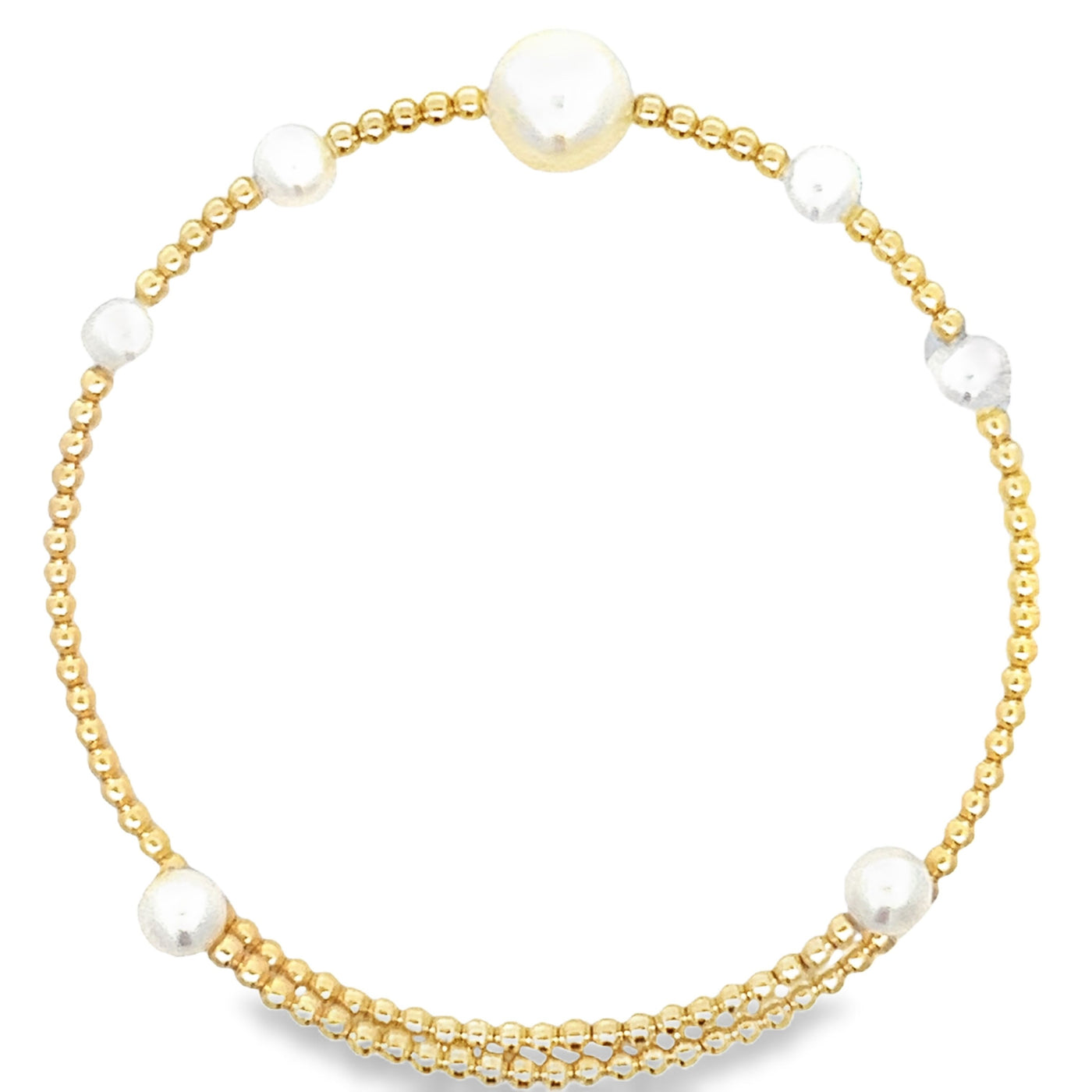 Freshwater Pearl and Gold Beaded Bangle