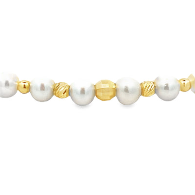 Freshwater Pearl and Gold Beaded Choker