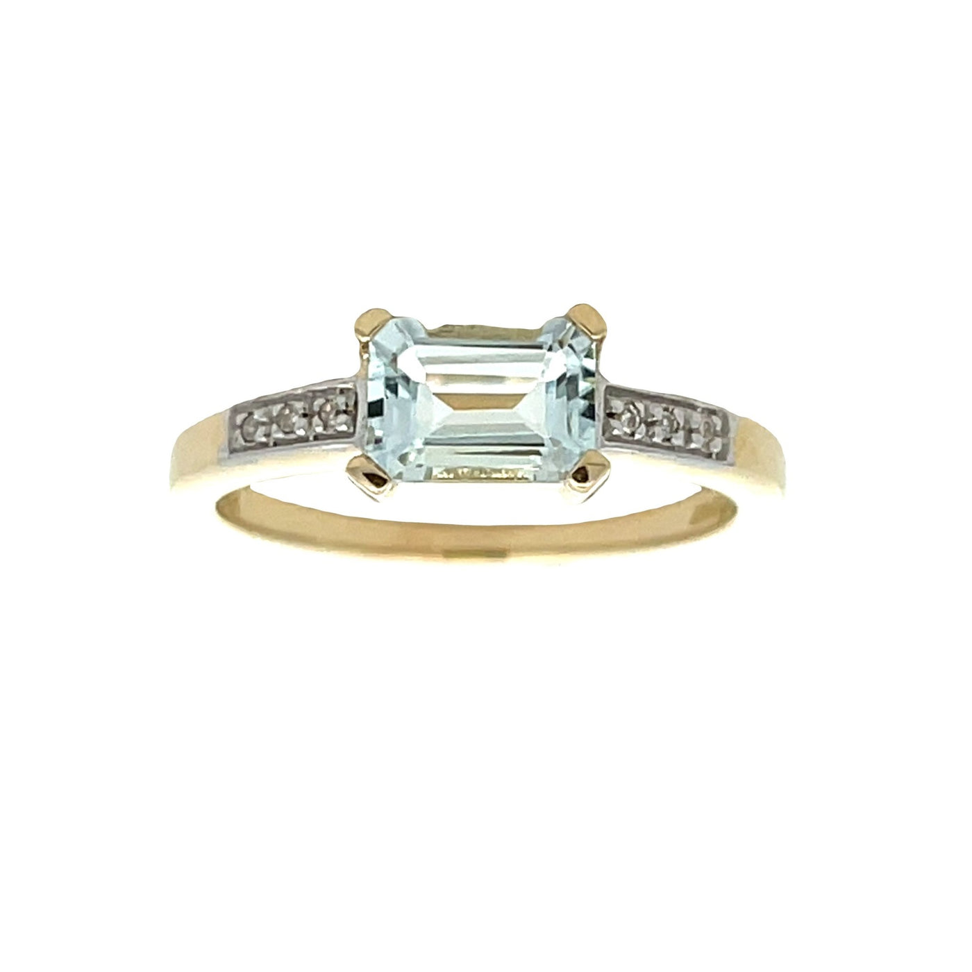 Aquamarine and Diamond East West Ring