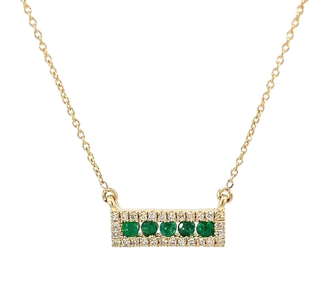 Emerald and Diamond Bar Necklace