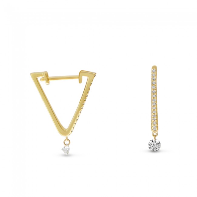 Diamond Triangle Huggie Earrings