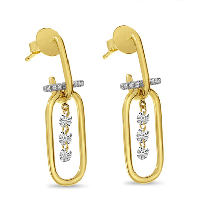 Diamond Dangle Paperclip Earrings