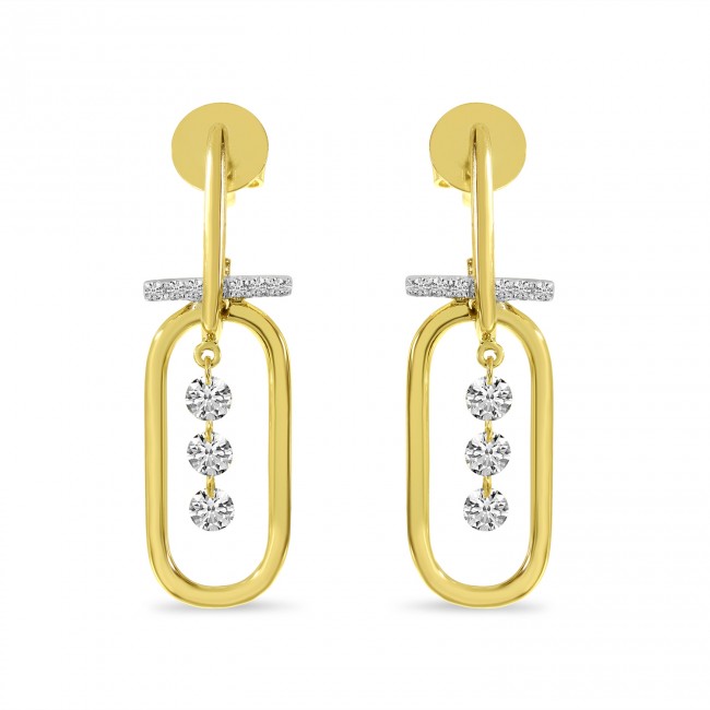 Diamond Dangle Paperclip Earrings