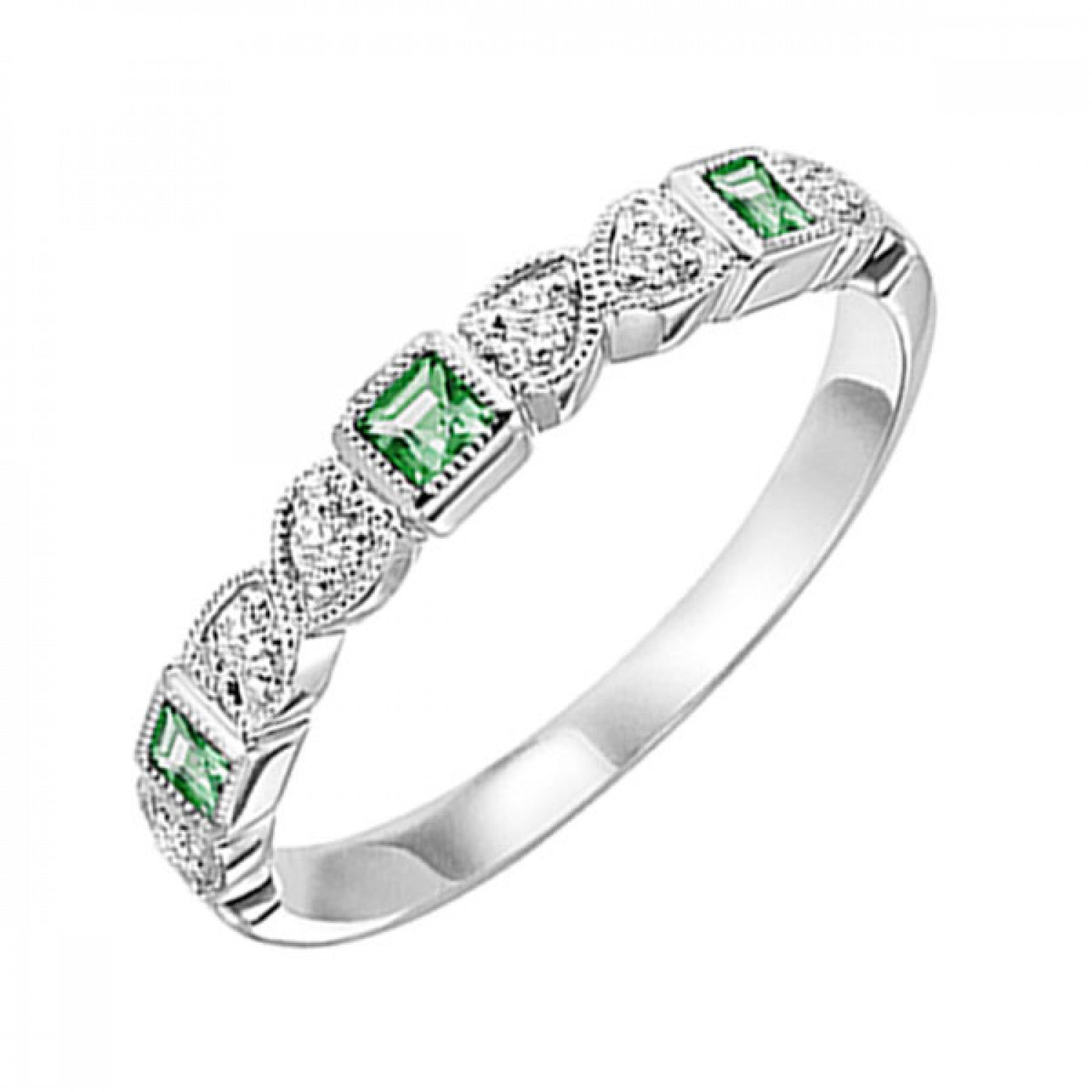 Stackable Diamond and Emerald Band