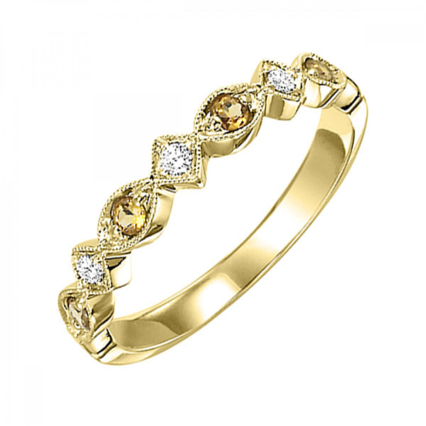 Stackable Diamond and Citrine Band
