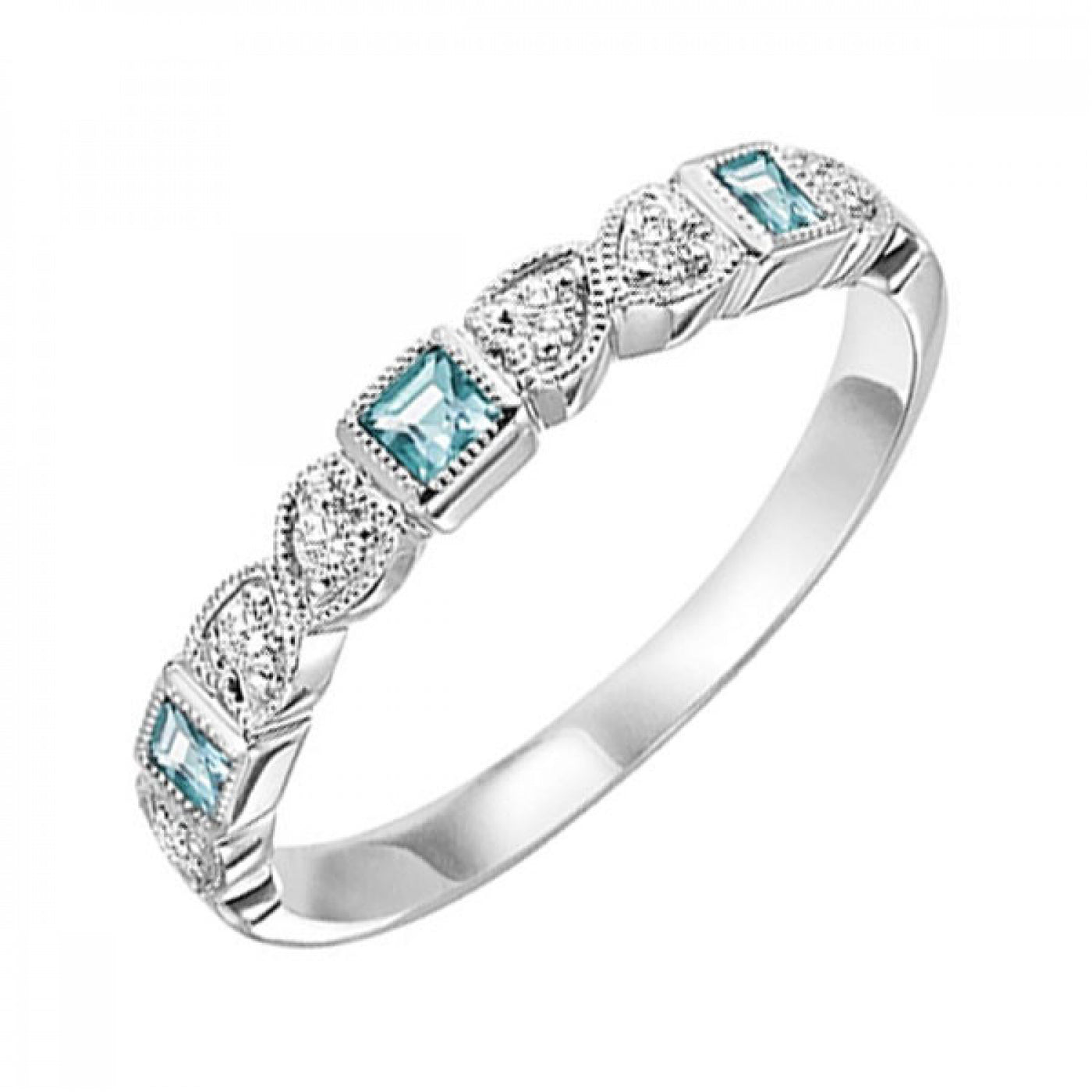 Stackable Diamond and Aquamarine Band