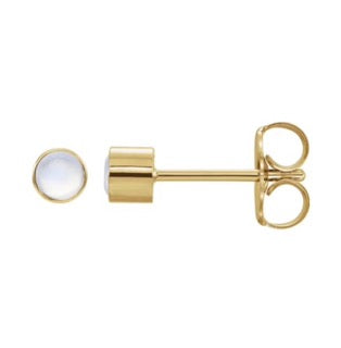 Moonstone Bezel Set Stud Earrings 3.5mm