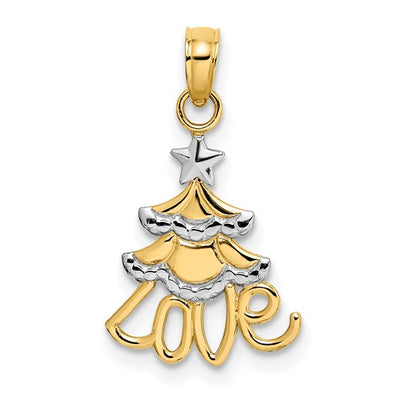"Love" Christmas Tree Two-Tone Pendant