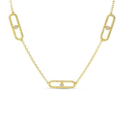 Diamond Paperclip Station Necklace