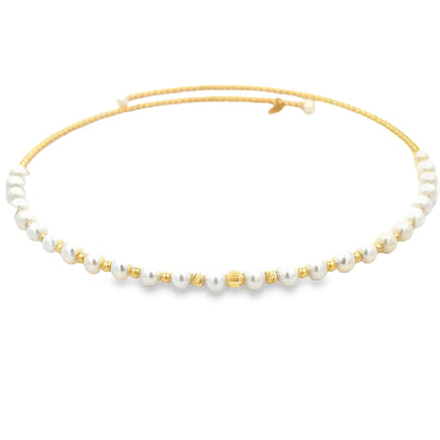 Freshwater Pearl and Gold Beaded Choker