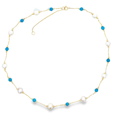 Freshwater Pearl and Turquoise Necklace