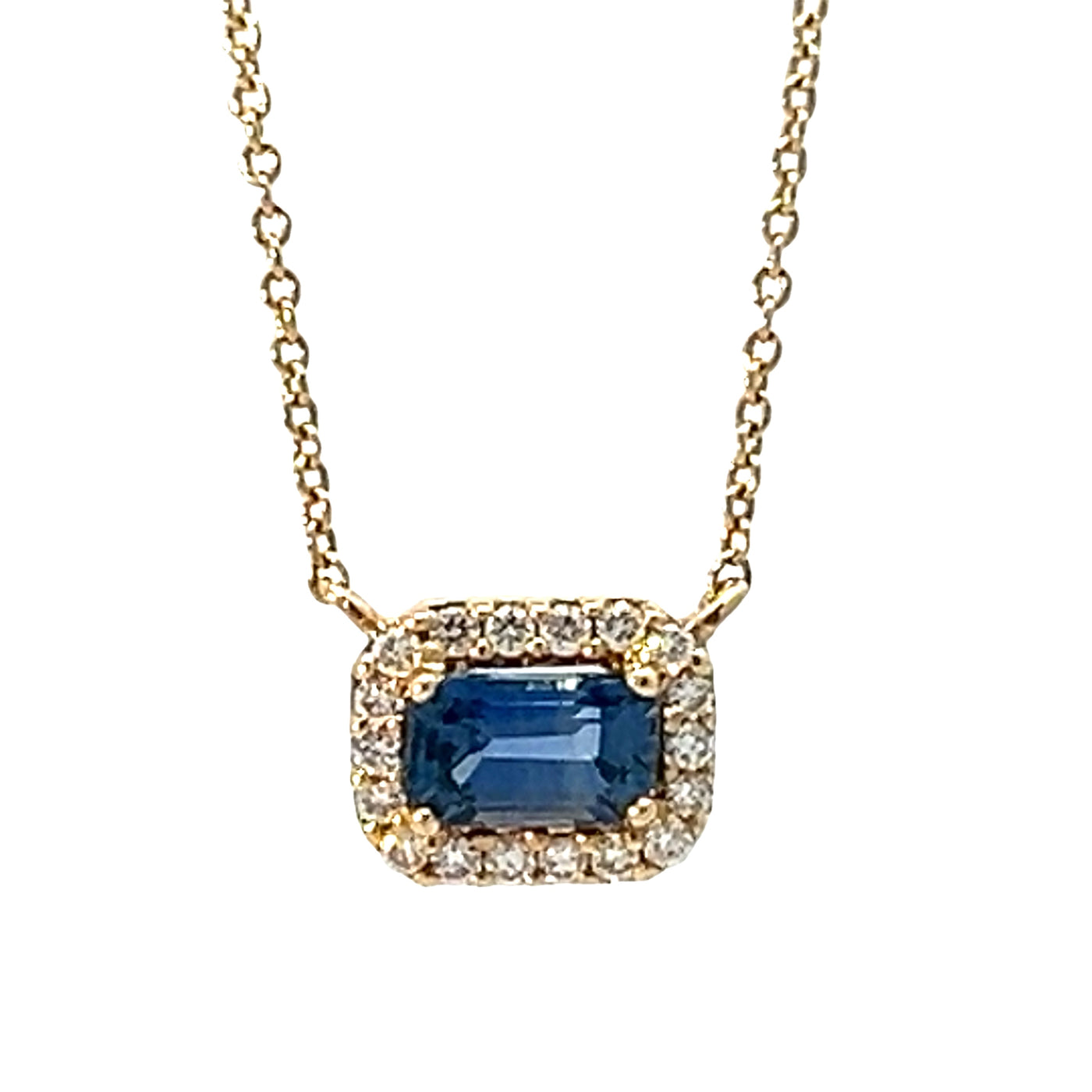 Sapphire and Diamond Halo Necklace